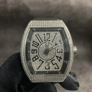 New High-quality Fashionable Sporty Moissanite Hip-hop Men's Mechanical Watch Genuine Leather Strap Automatic Luxury Brand Watch