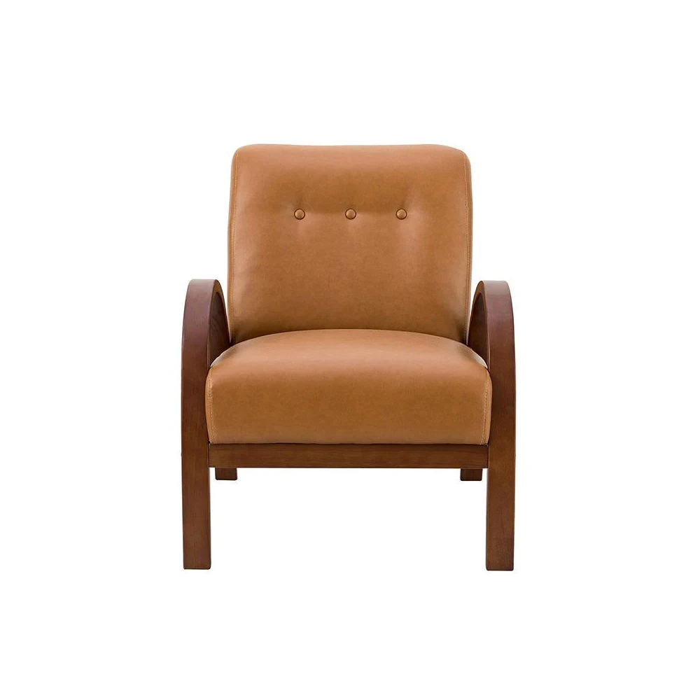 Luxury Home Furniture In Wooden Legs Upholstered Leather Armchair