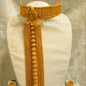 24K Gold Plated Vintage Comoros Mayotte Style Fashion Jewelry Set Includes Stylish Copper Diamond Necklace Bangles Gift for USA