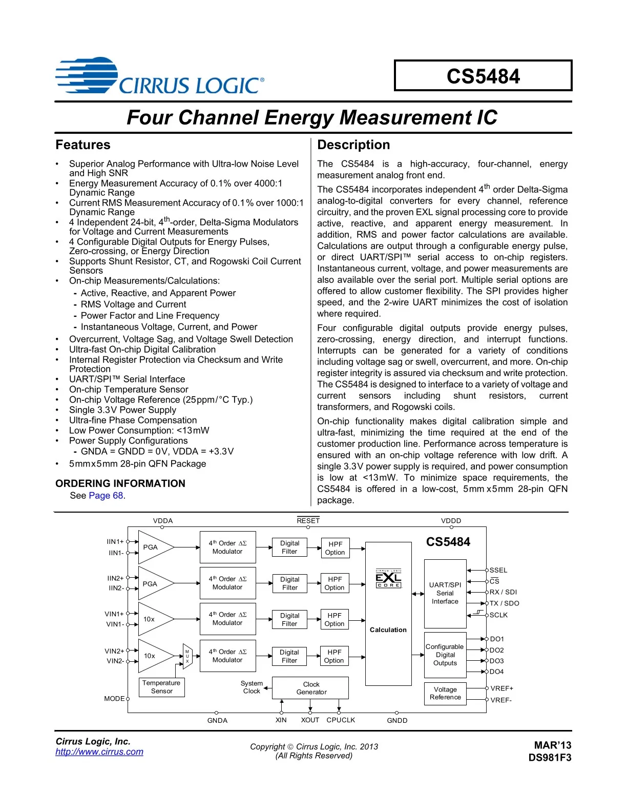 Hot sale Original CS5484-INZ PMIC IC Energy Metering IC 4-CH POWER MEASUREMENT Single Phase Meter IC 28-VFQFN Exposed Pad