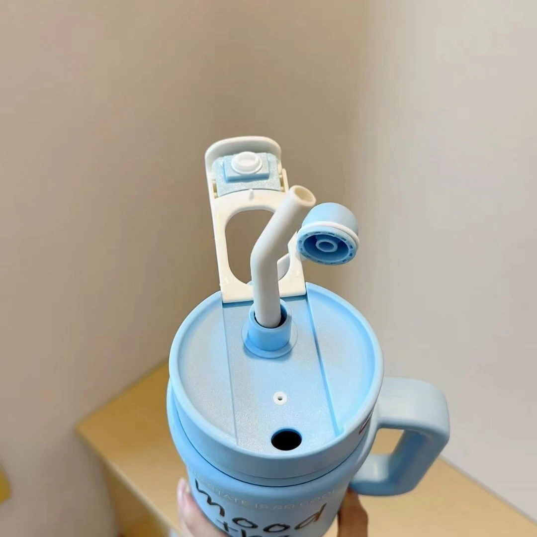 Onezebra Gobelet 40oz Isotherme Acier Inox - Tasse Voyage Avec Paille Et Poignée Blanc