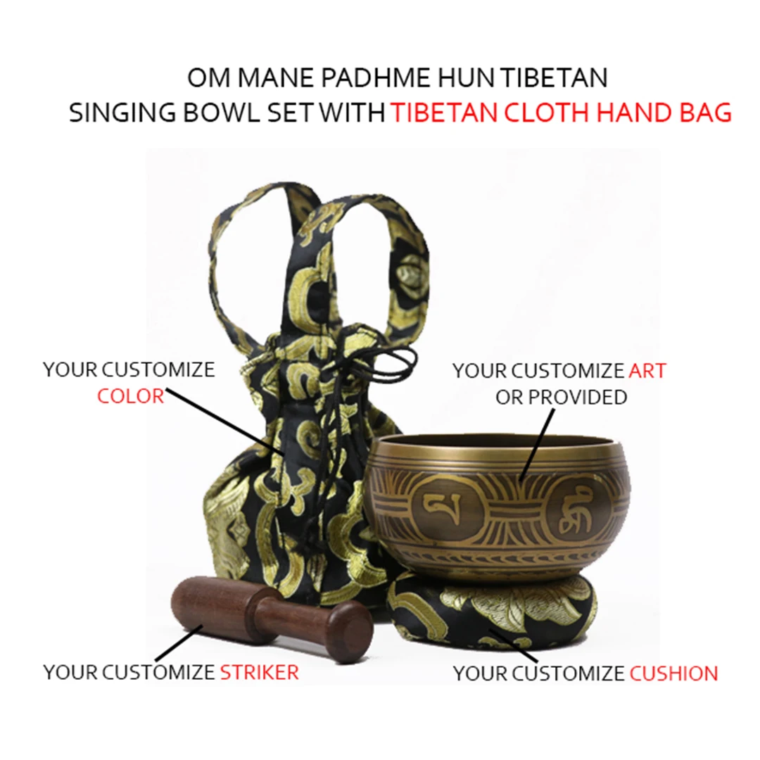 Om Mane Padme Hum Flower Art Singing Bowl Amazon Hot Selling Brass