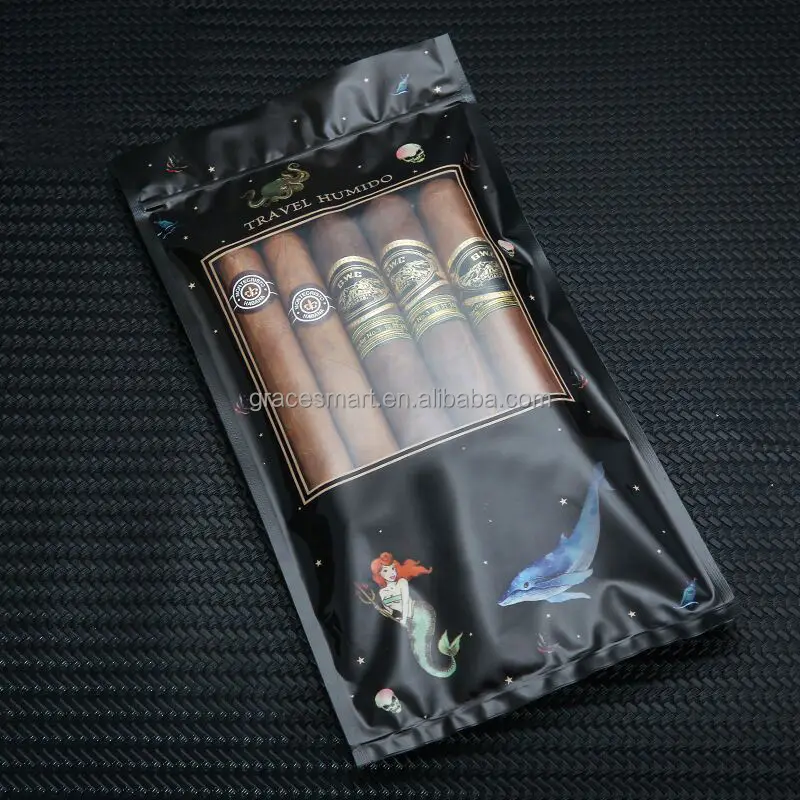 Custom Tobacco Cigar Humidor Bag Smell Proof Foil Cigarette Wrap 100