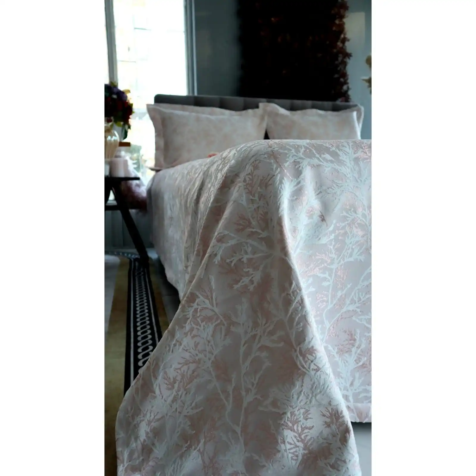 King Size Pink Chenille Bedspread Handmade Bed Spreads For Bedroom