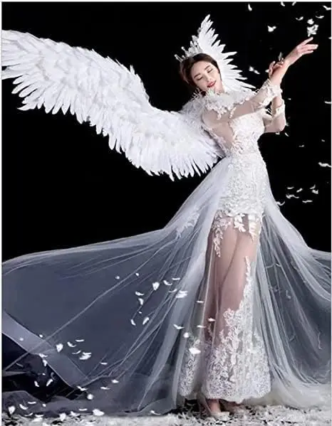 Angel Cosplay White Gold Wings Costume Adult Wedding Halloween Costumes for  Women Show Outfit| Alibaba.com