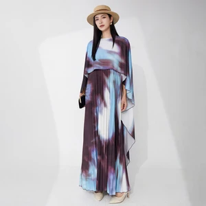 Miyake Pleated Dress 2025 Summer Fashion Cape One-piece Dress Irregular Loose Plus Size Women's Elegant Party Dresses