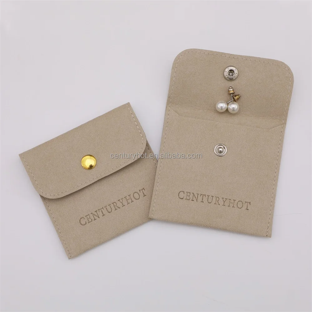 Custom Khaki Microfiber Jewelry Pouch Bag With Insert Necklace,Earring