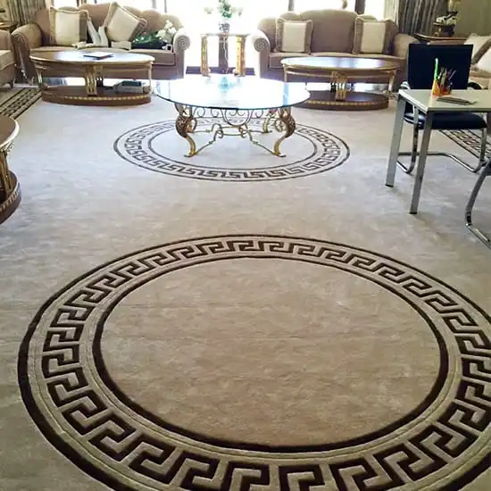 Luxury Hand Tufted Greek Key Design Wool Carpet Custom Living Room Area Rug with Abstract Pattern for Hotel & Villa