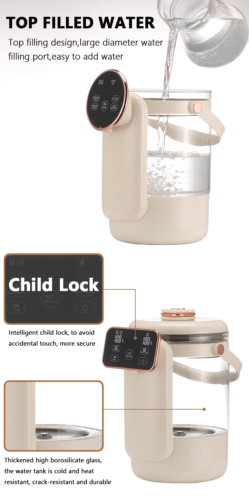 Smart Glass Kettle Thermal Insulation Integrated Electric Boiling