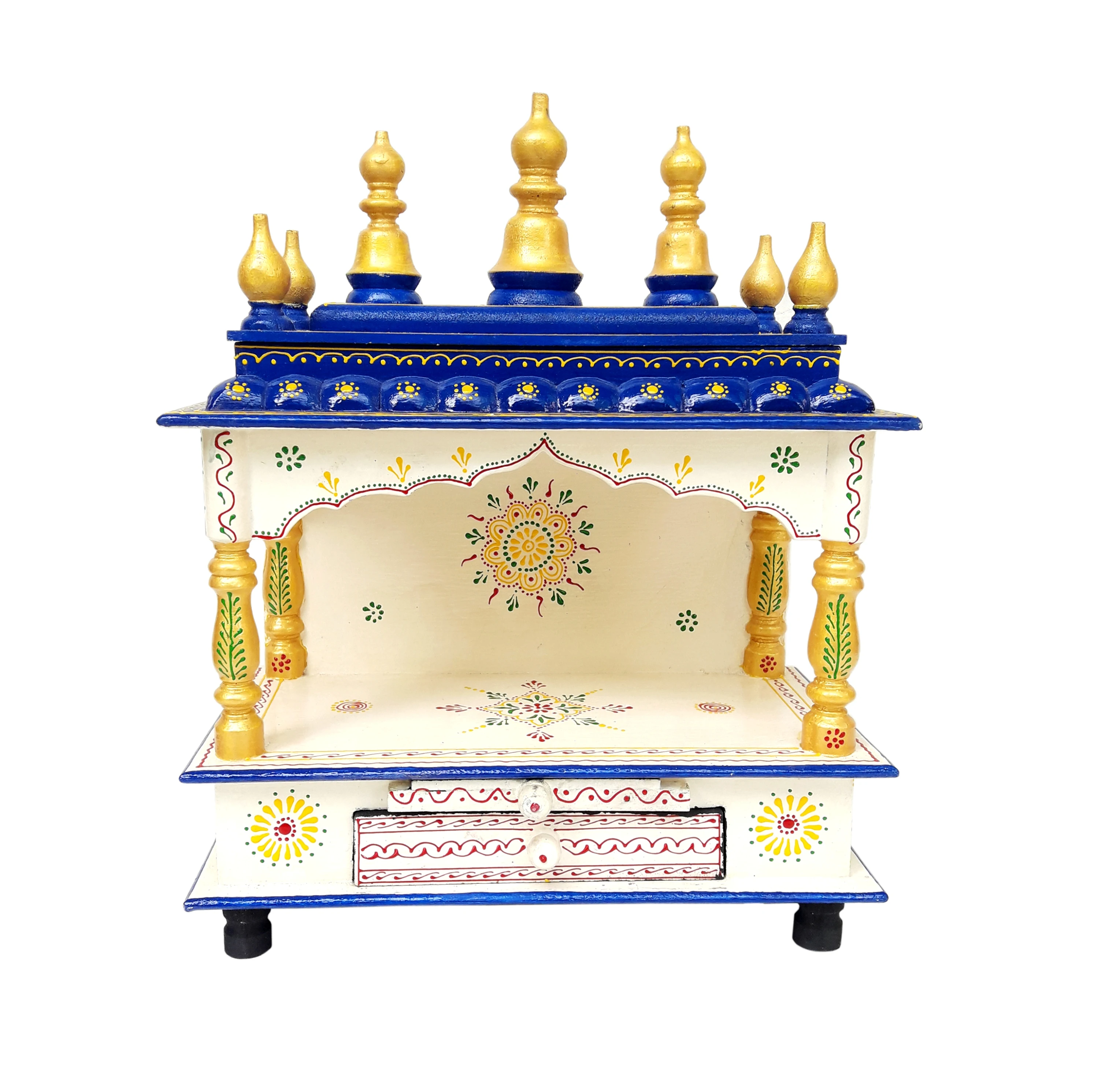 Indian Wooden Temple Jodhpuri Handcrafted Mandir Pooja Ghar Mandapam For Worship Indian