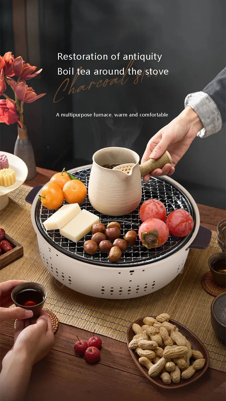 Home Courtyard Oven Indoor Tea Cooking Charcoal Fire Round Barbecue ...