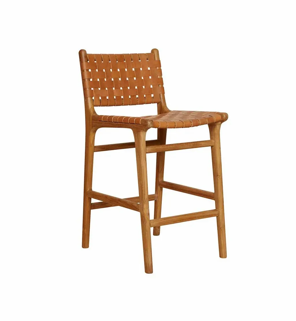 Барный стул из тика стулья натуральной коричневой коровьей кожи мебель высокого качества для