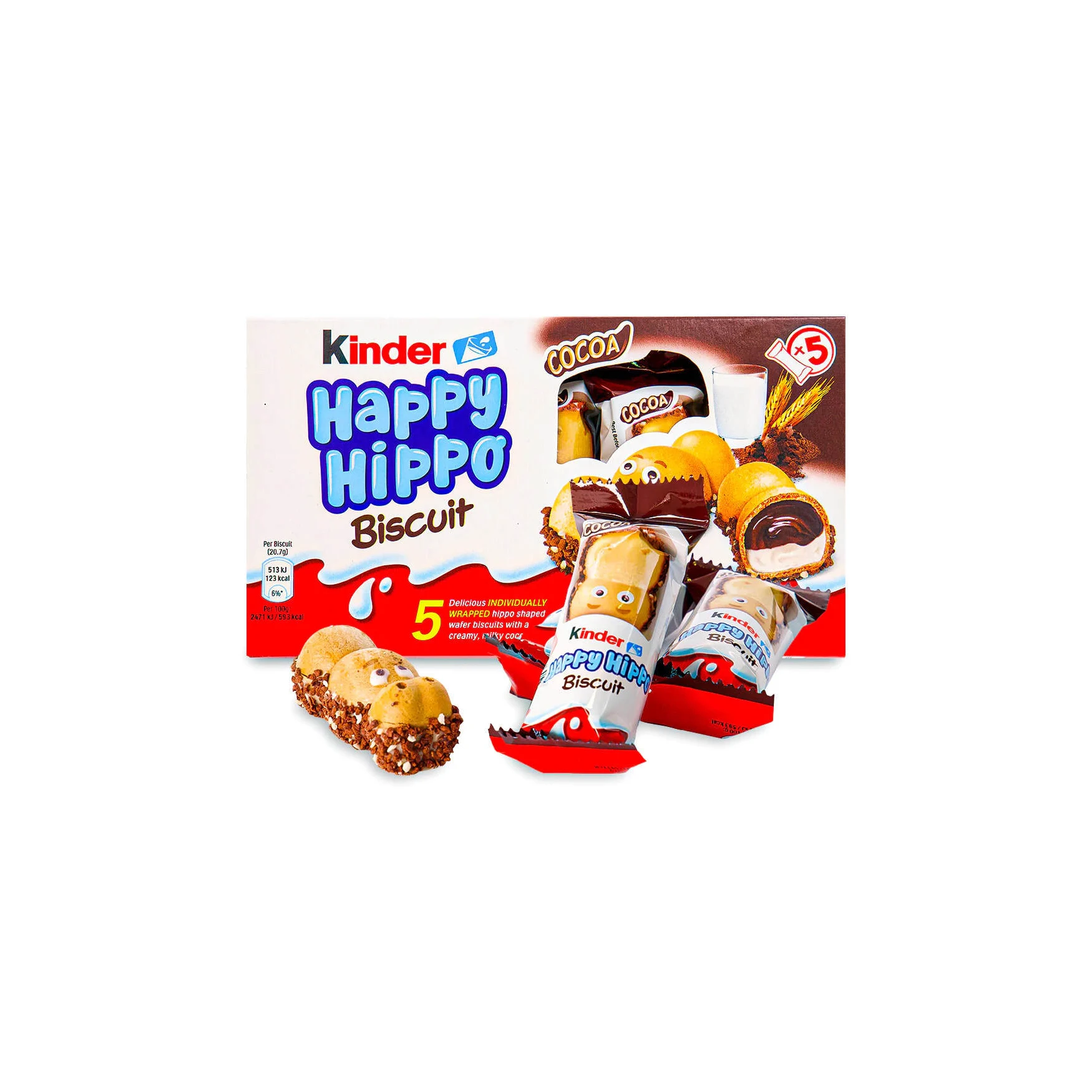 Kinder Happy Hippo a Fun and Delicious Chocolate Bar with Candy Biscuit and Nut for Kids and Adults