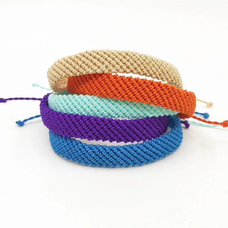 Solid Color Flat Braided Wax Cord Bracelet-friendship Bracelet-waterproof  Adjustable Macrame Bracelet 