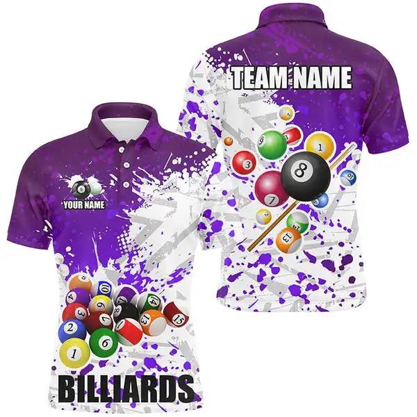 High Quality Custom Design Quick Dry 100% Polyester Men Pool Team Jerseys Professional Billiard Polo Shirts With Pocket