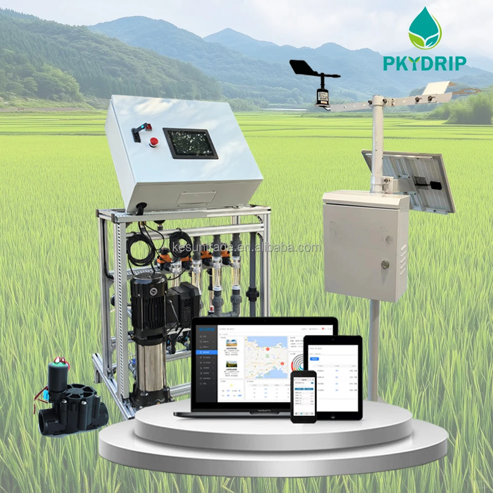 PKYDRIP Smart Agriculture Fertigation System 1-8 Channels Remote Control Drip Irrigation Water Fertilizer Machine for Filed