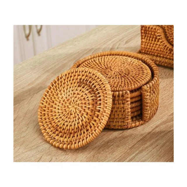 Straw Rattan Plate Durable Woven Round Serving Tray Decor Mat Eco