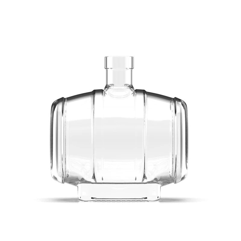 Factory Direct 750ml700ml Water Barrel Cork Mouth Shape Unique Curved Shoulder Thick-bottomed Glass Bottle for Brandy Gins