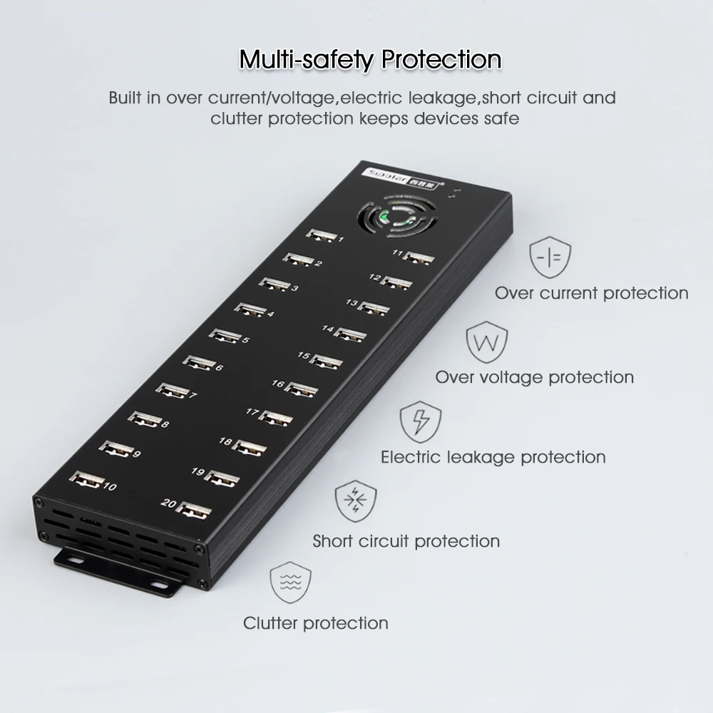 Multiport Usb Data Hub Fast Charging Station 20 Port USB 2.0 Hub For Multiple Devices computer hardware & software