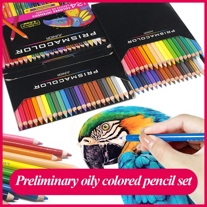 Prismacolor 12/24/36/48 Colors Junior Series Oil Based Wooden Pencils Set 4.0mm Rich Color College Level_voghion.com