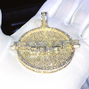 High Quality Customized 925 Sterling Silver Hip Hop Pendant Gold Plated Moissanite Diamond Pendant for Gift