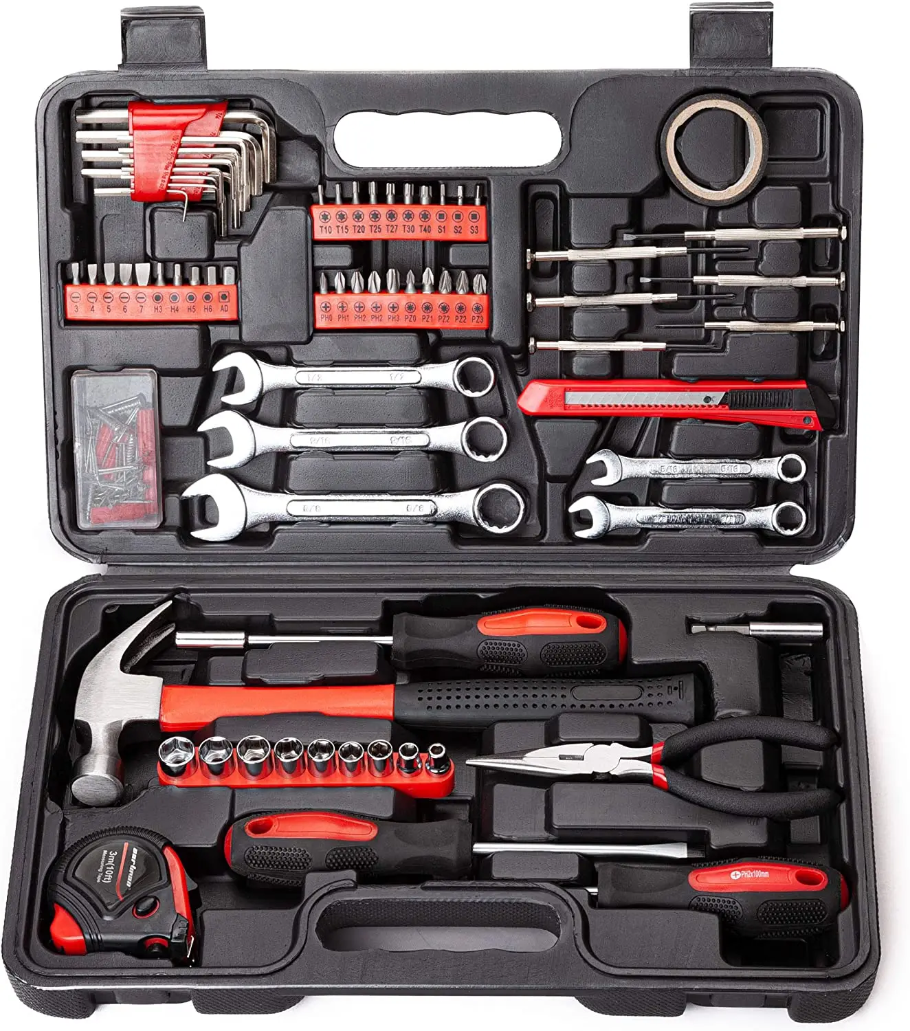 148pc Universal Home Manual Tool Kit With A Plastic Tool Box Storage