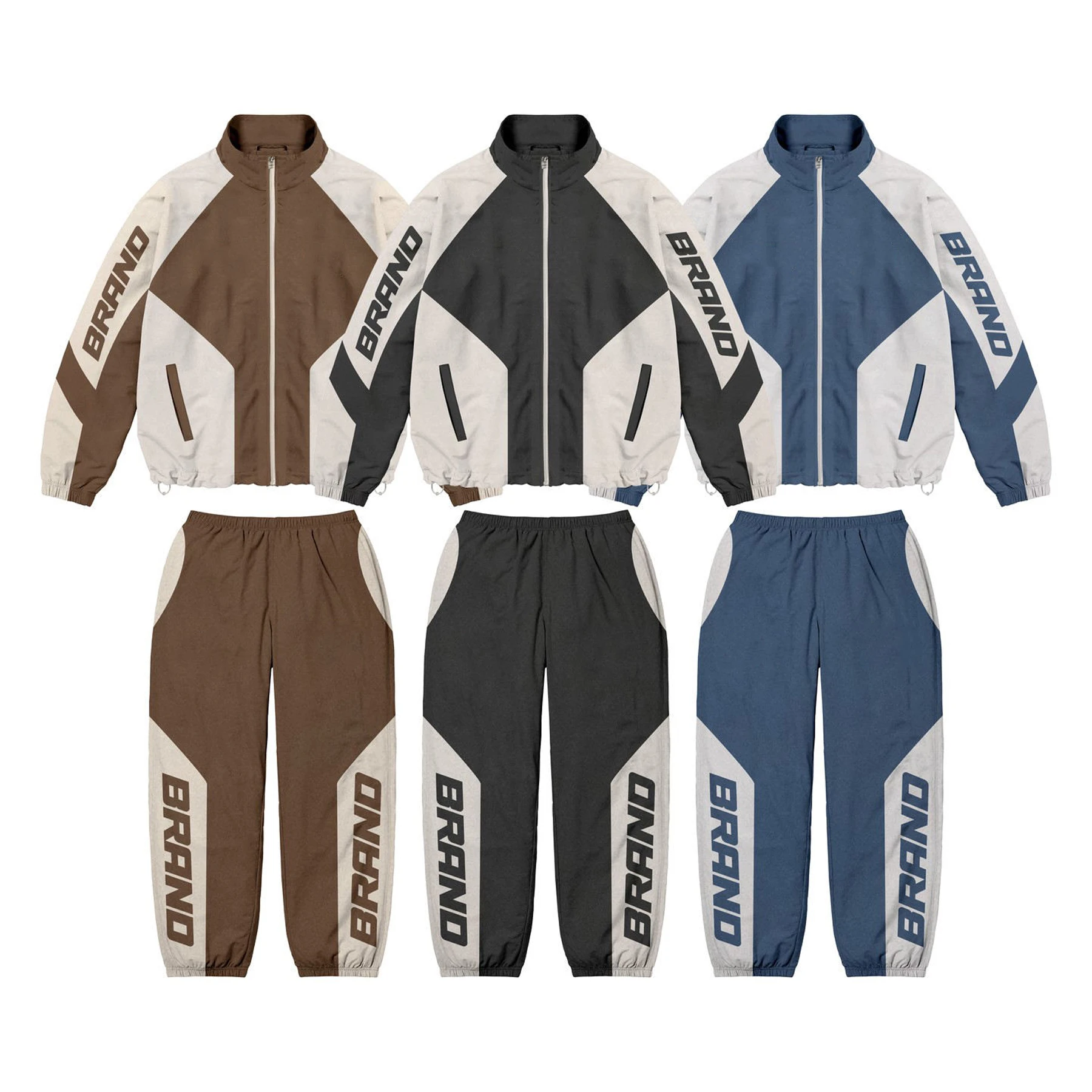 Glory Custom Lightweight Track Suit Two-Piece Windbreaker Pants Sweatshirts Breathable Nylon Zip Fully Customized Size XL