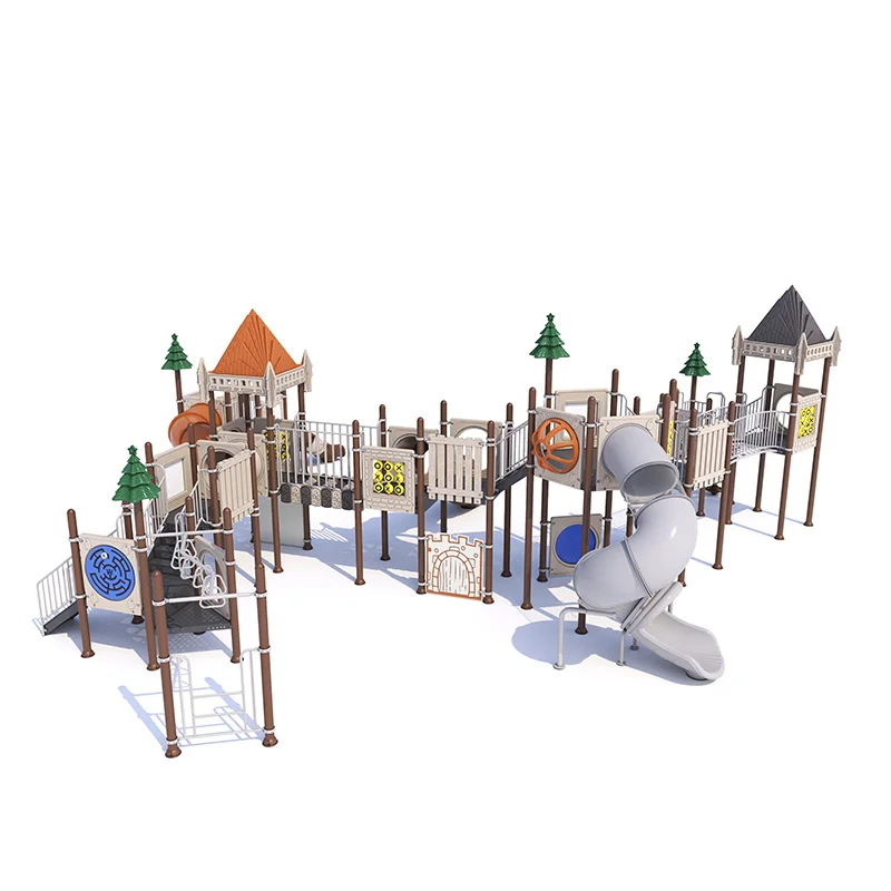 Feelkids ALITA-NC24021 High-Capacity Outdoor Plastic/Galvanized Pipe Slide Multi-Play Kids Activity Center PE Board Equipment factory