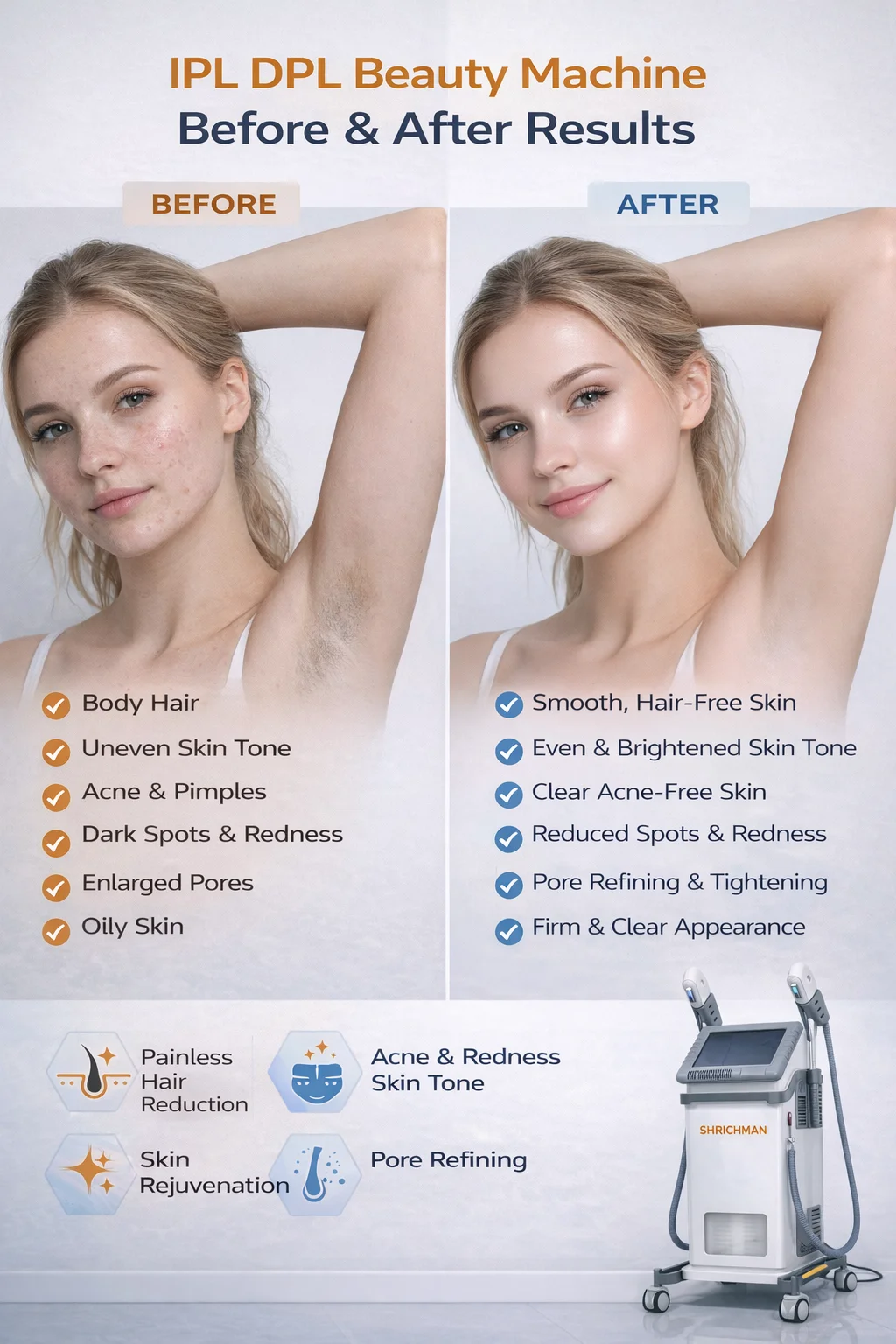 Private Label IPL DPL Beauty Machine with NIR Technology for Hair Care Skin Brightening Commercial Use