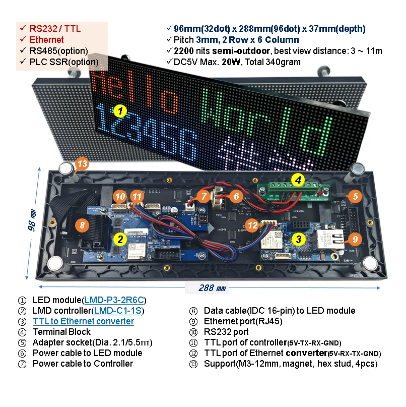 LED Text Message Display Sign Kit - Industrial & Variable