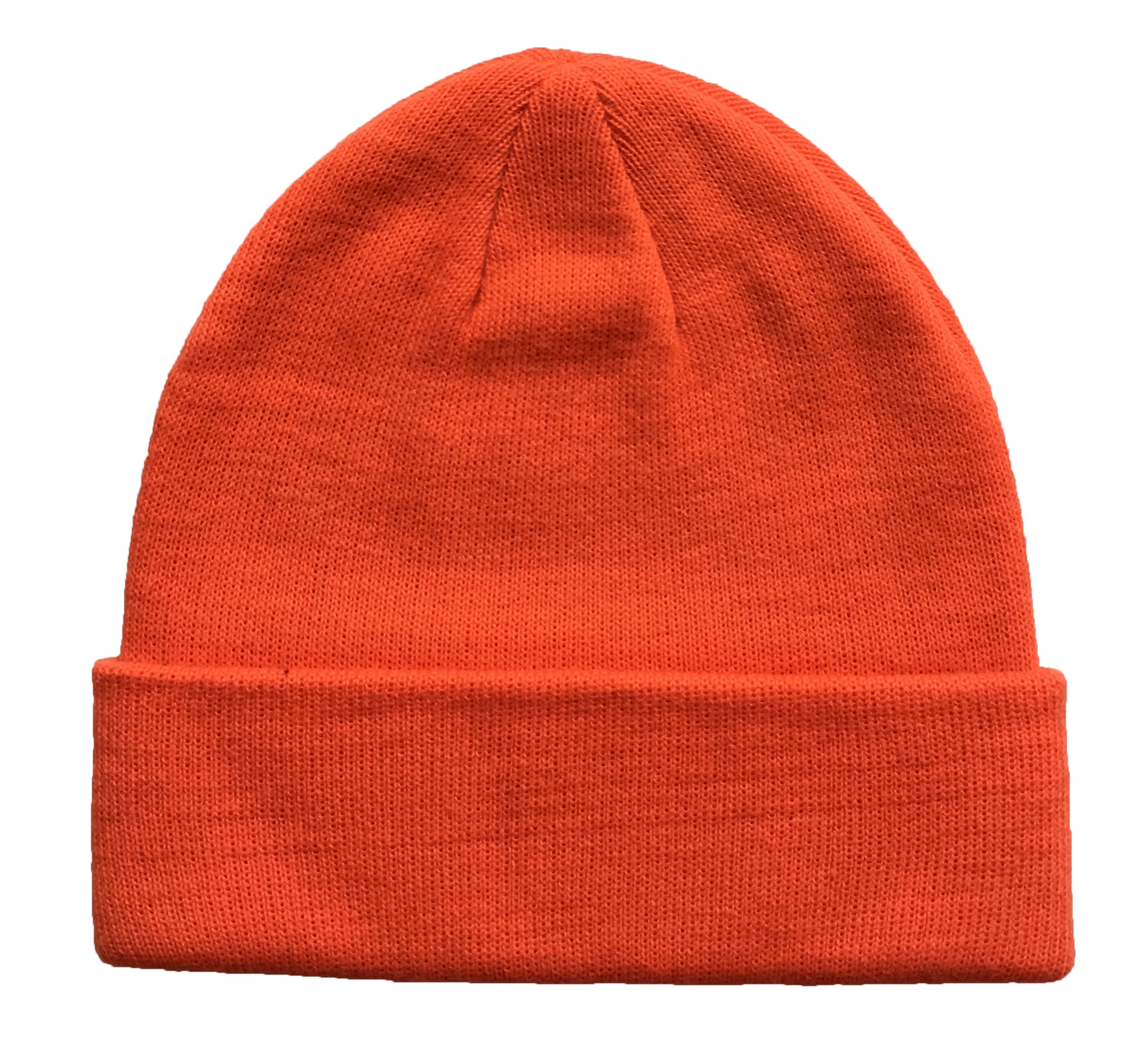 Glory Fully Custom Custom Knit Orange Beanie Unisex Cuffed Winter Hat Wholesale Blank Beanies for Embroidery
