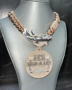 Customized S925 Sterling Silver Rose Gold Plated Baguette Cut VVS Moissanite High Quality Fully Iced Claw Setting Hip Pendant