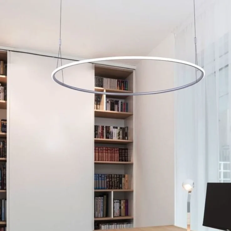 ECOJAS Modern Hotel Customized Size Dimmable Round Suspended Lamp Ceiling Pendant Led Circular Linear Lights Ring Chand