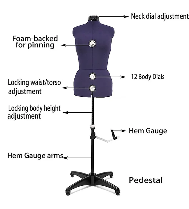 Purple 70" Shoulder Height Fully Adjustable Female Dress Form Mannequin