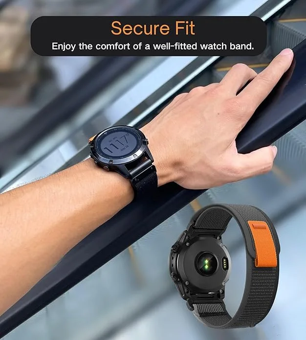 Adjustable Quick Release Fit Elastic 26watch Bands Nylon Weave Trail Loop Watch Strap Replacement for Garmin 22mm