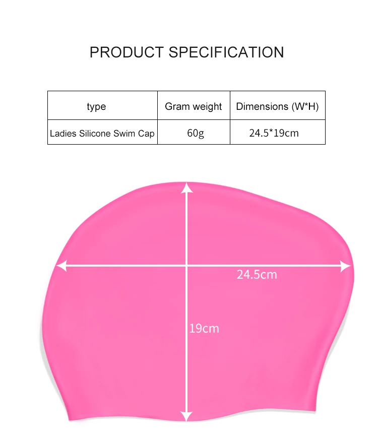 Wholesale Extra Large Silicone Swim Cap Custom Logo For Women Printed Swimming Caps Long Hair