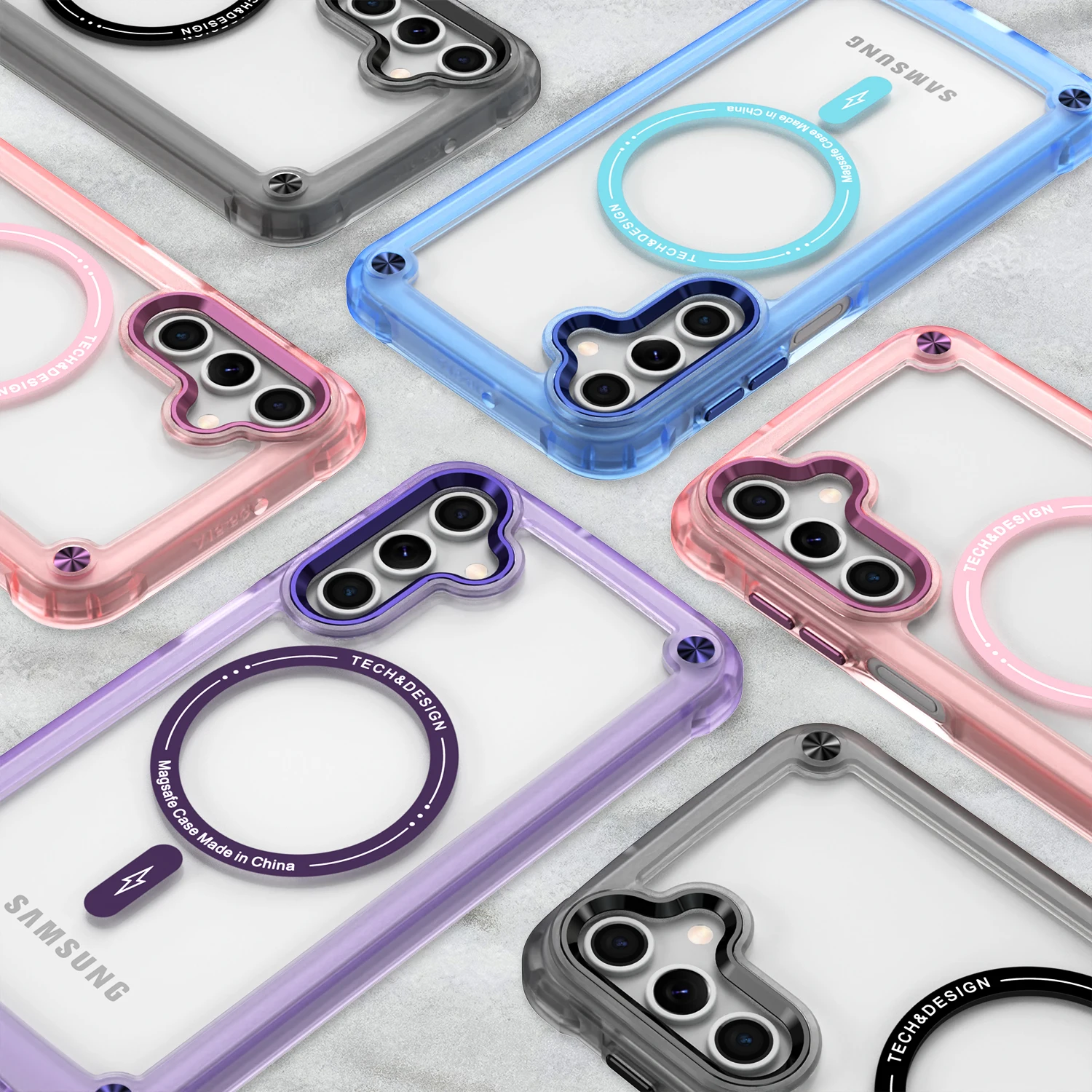 Popular Design Semi-transparent Shockproof Cell Phone Cases Tpu Magnetic Phone Accessories for Samsung Galaxy A15 52 55 33
