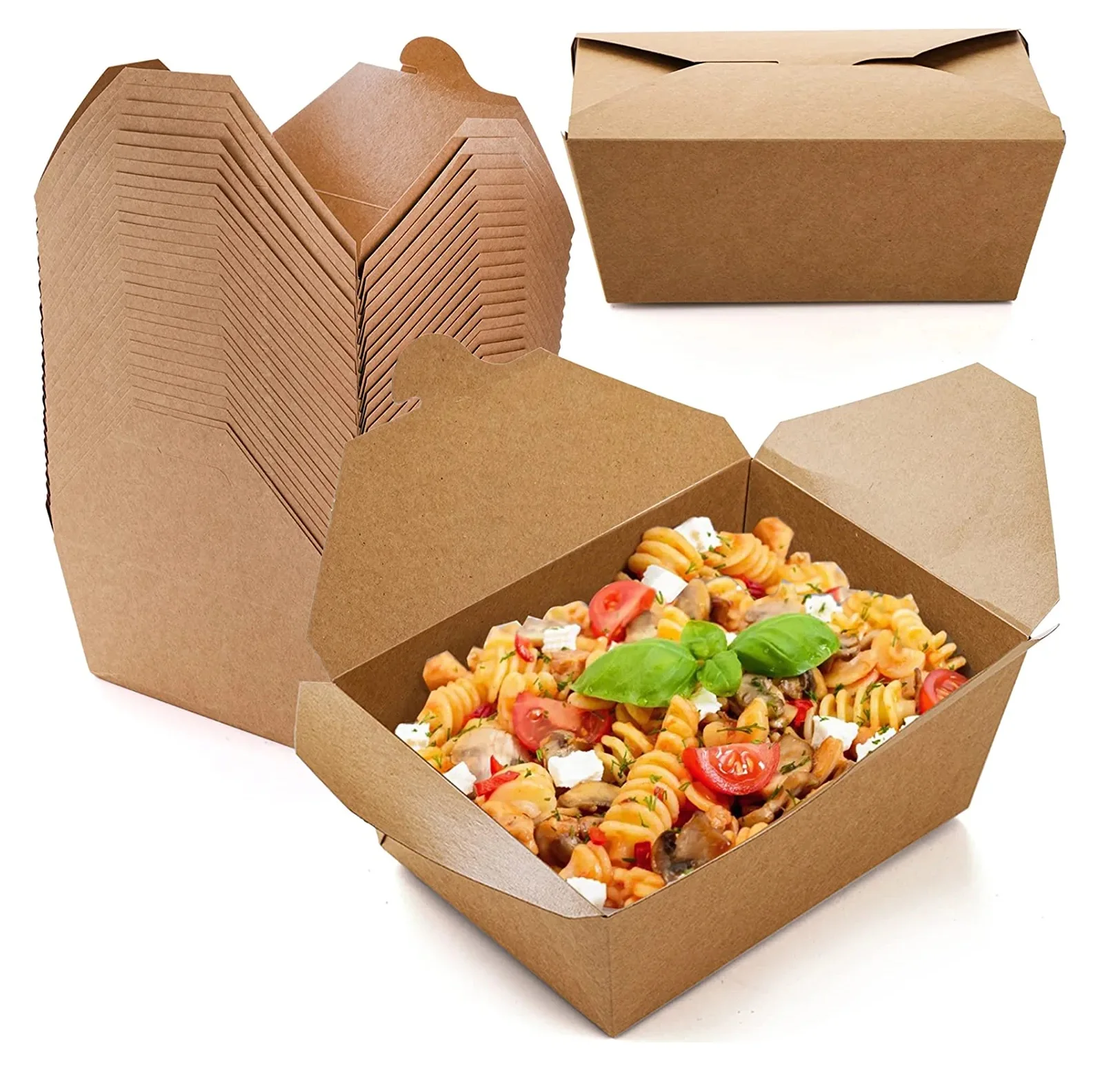Kraft Brown Paper Meal Disposable Food Paper Box to Go Packaging Food ...