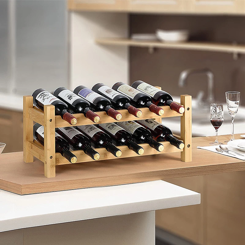 Modern Minimalist Bamboo Wine Storage Rack Household Bamboo Wine