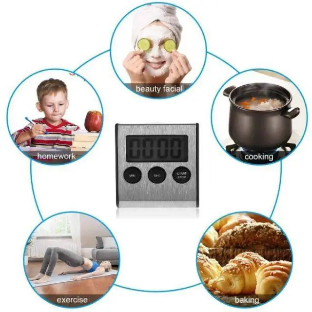 Super Loud Iron Face Electronic Timer Kitchen Cooking and Egg Cooking Timer Student Time Manager Countdown Timer