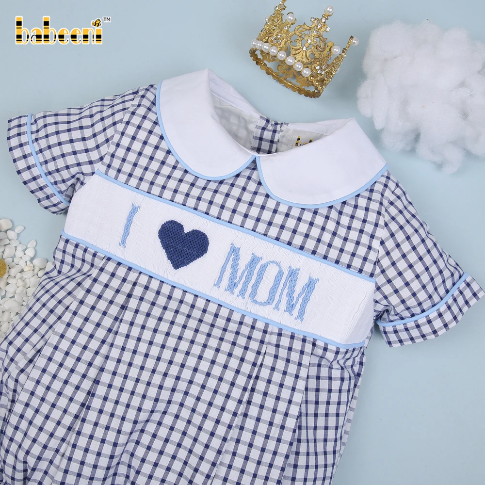 I Love Mom Smocked Boy Bubble Oem Odm Customized Hand Made Embroidery