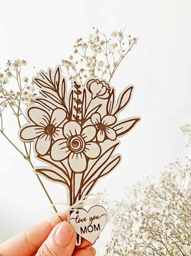 Latest Model Customized Logo Wooden Standing Flower Pot UV Printed Photo Frame for Mother's Day Perfect Gift Photos Souvenirs