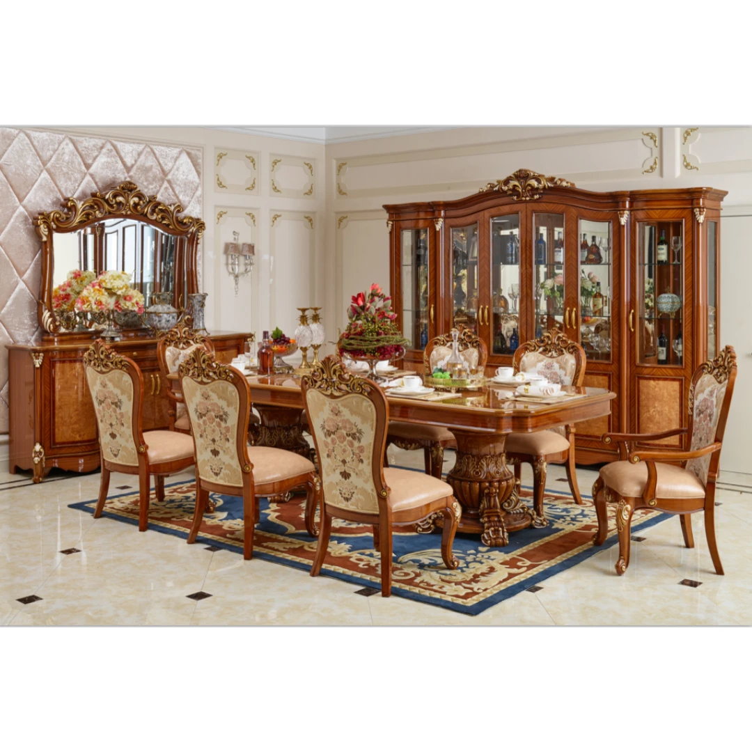 Rayen Solid Wood Classic French Dining Room Set With Luxurious Hand ...