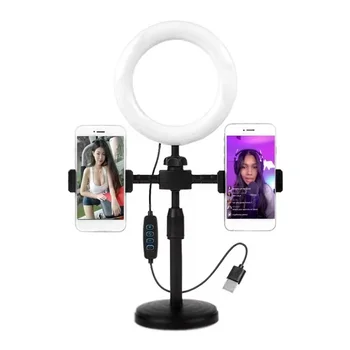Led Selfie Ring Light Tripod Stand Mobile Live Broadcast Makeup Photography Fill Light Led Dual Position Phone Support detail image