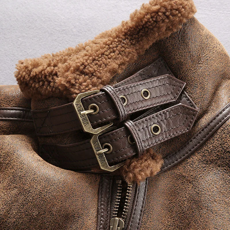 Classic B3 Bomber Jacket For Men Genuine Sheepskin Leather Coat_voghion.com