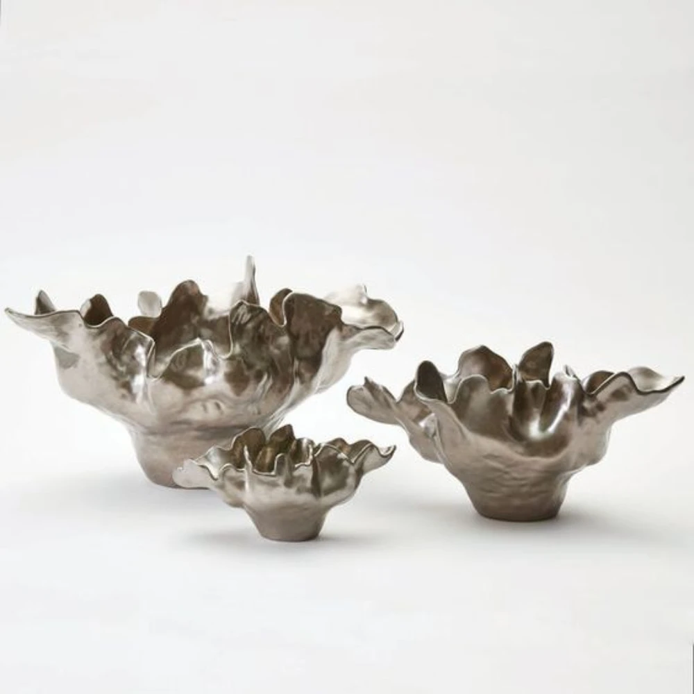 Set of 3 Customized Shape Stainless Steel Dry Fruit Bowls Premium Quality Different Sizes Metal Food Serving Bowl in India