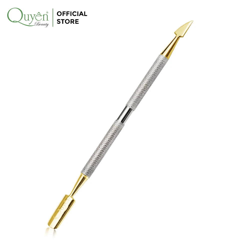 Nail Supplies Cuticle Pusher Stainless Steel Cleaner Silver Body Golden