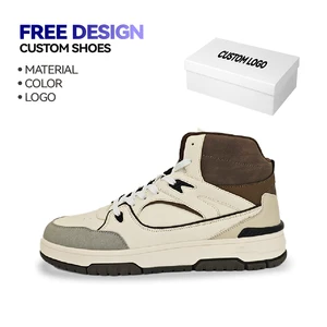 High Quality Customized Men's Genuine Leather Retro Trendy Casual Shoes High-Top Anti-Slip Comfortable and Wear-Resistant