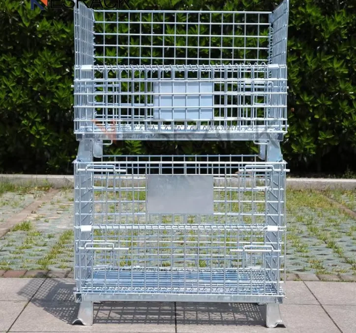 High Quality Storage Baskets Collapsible Stillage Cage Wire Mesh Container Pallet Box Foldable Metal Storage Rack Pallet Vietnam