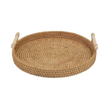 Best Seller Round Rattan Tray With Straps Decorative Fruit Wholesale ...